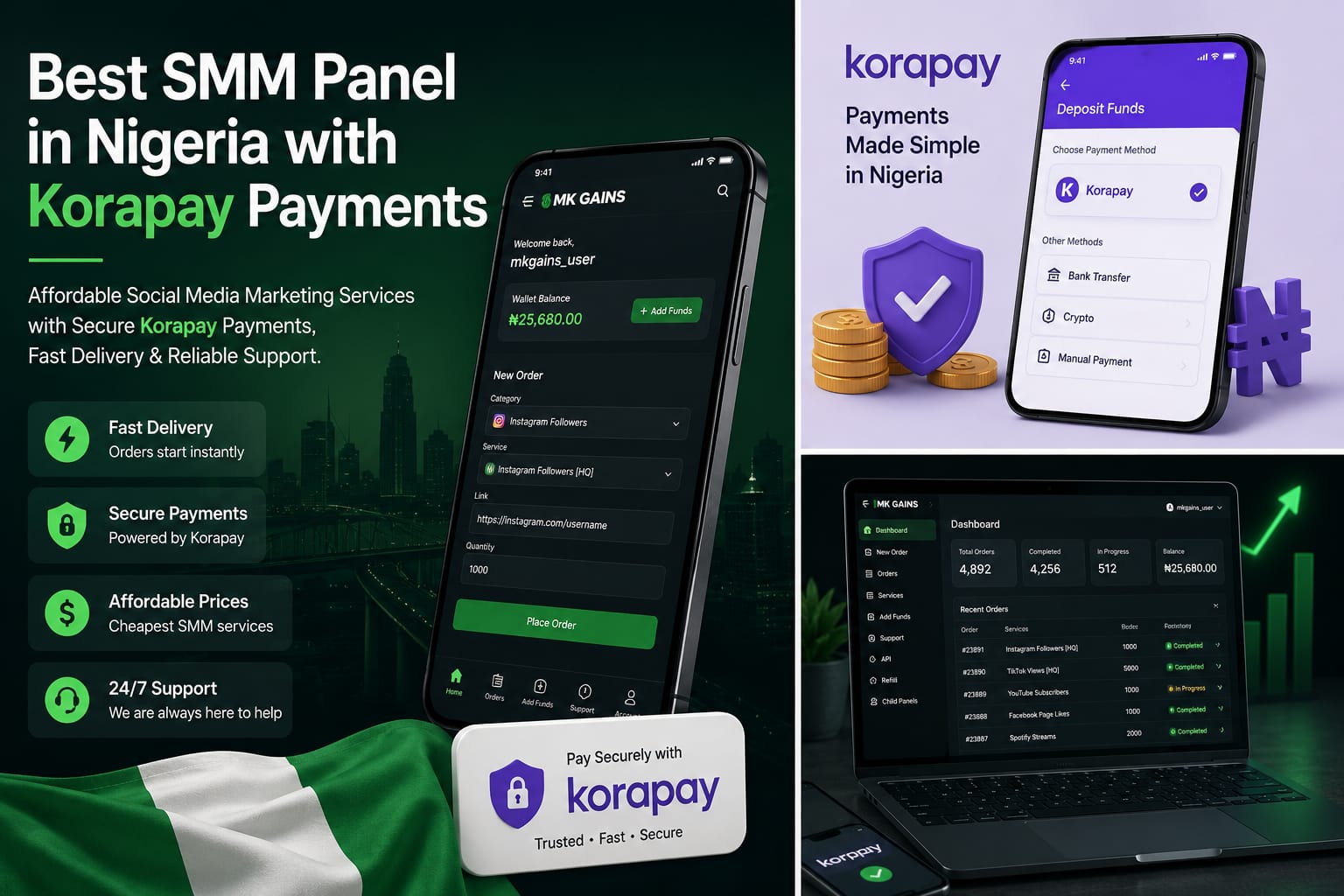 Best SMM Panel in Nigeria with Korapay Payments